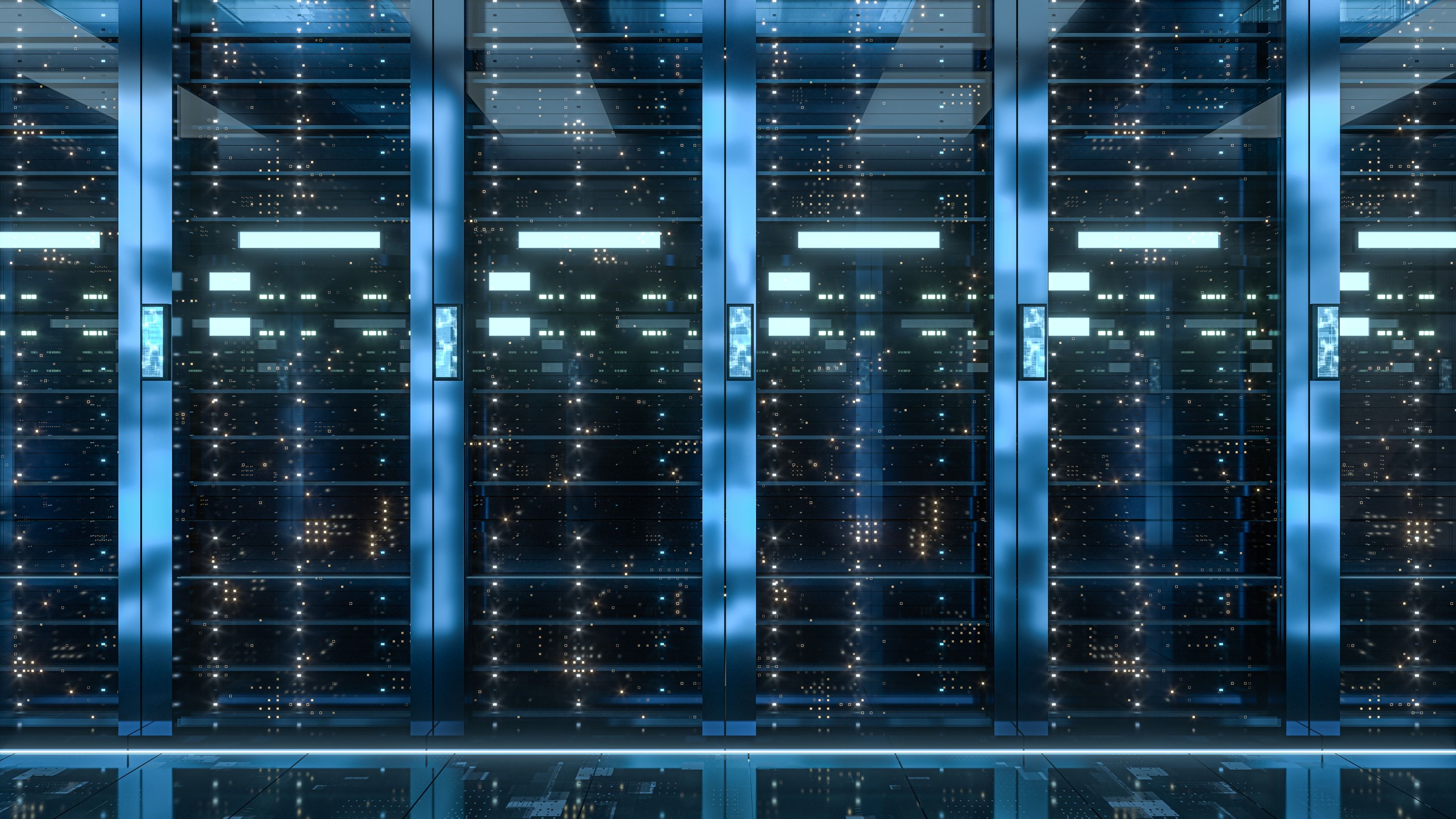 Sala de servidores de un centro de datos protegido